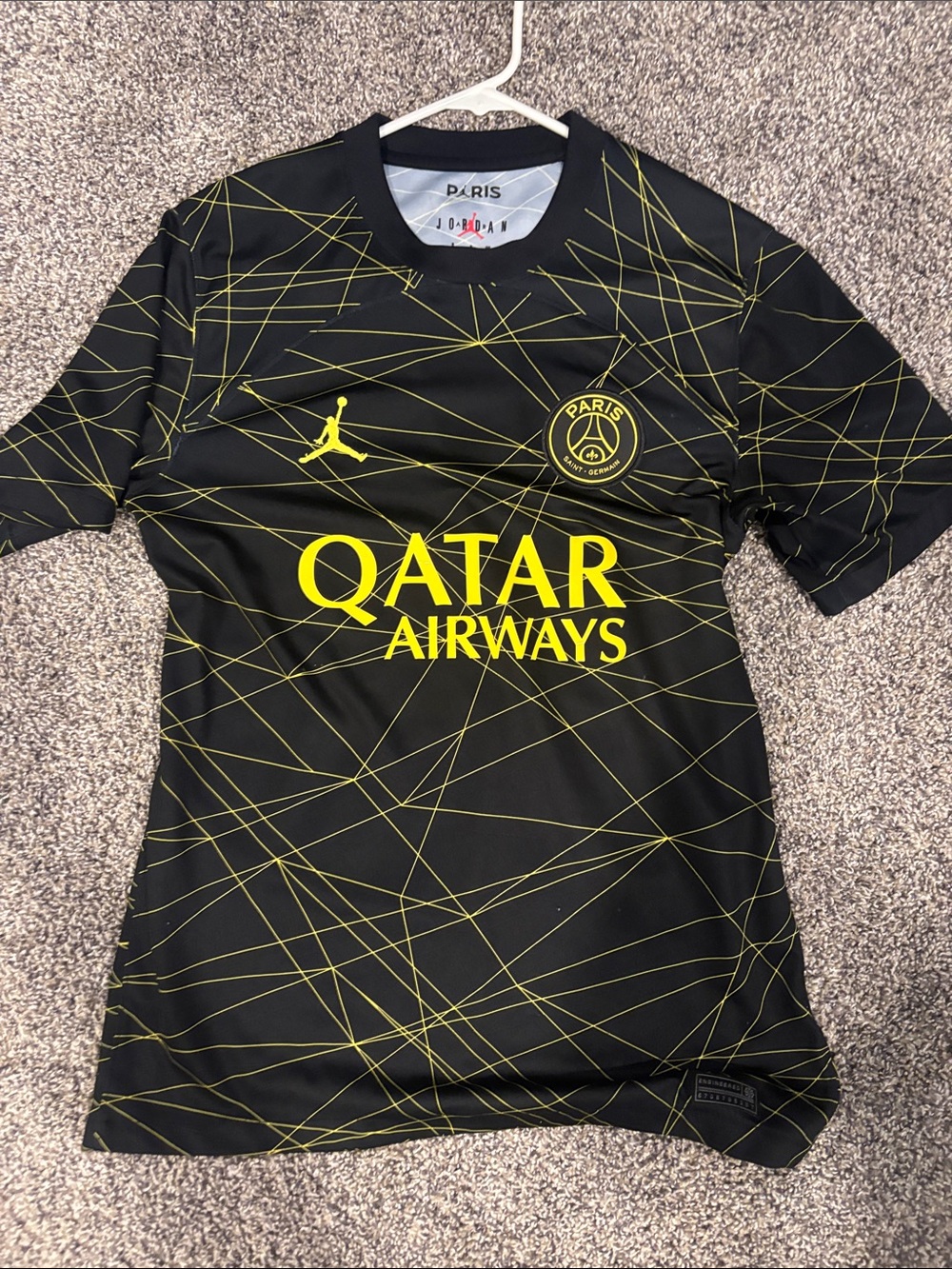 Jordan Paris Saint-Germain Black & Yellow Qatar Airways Jersey